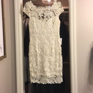 White lace cap sleeve dress